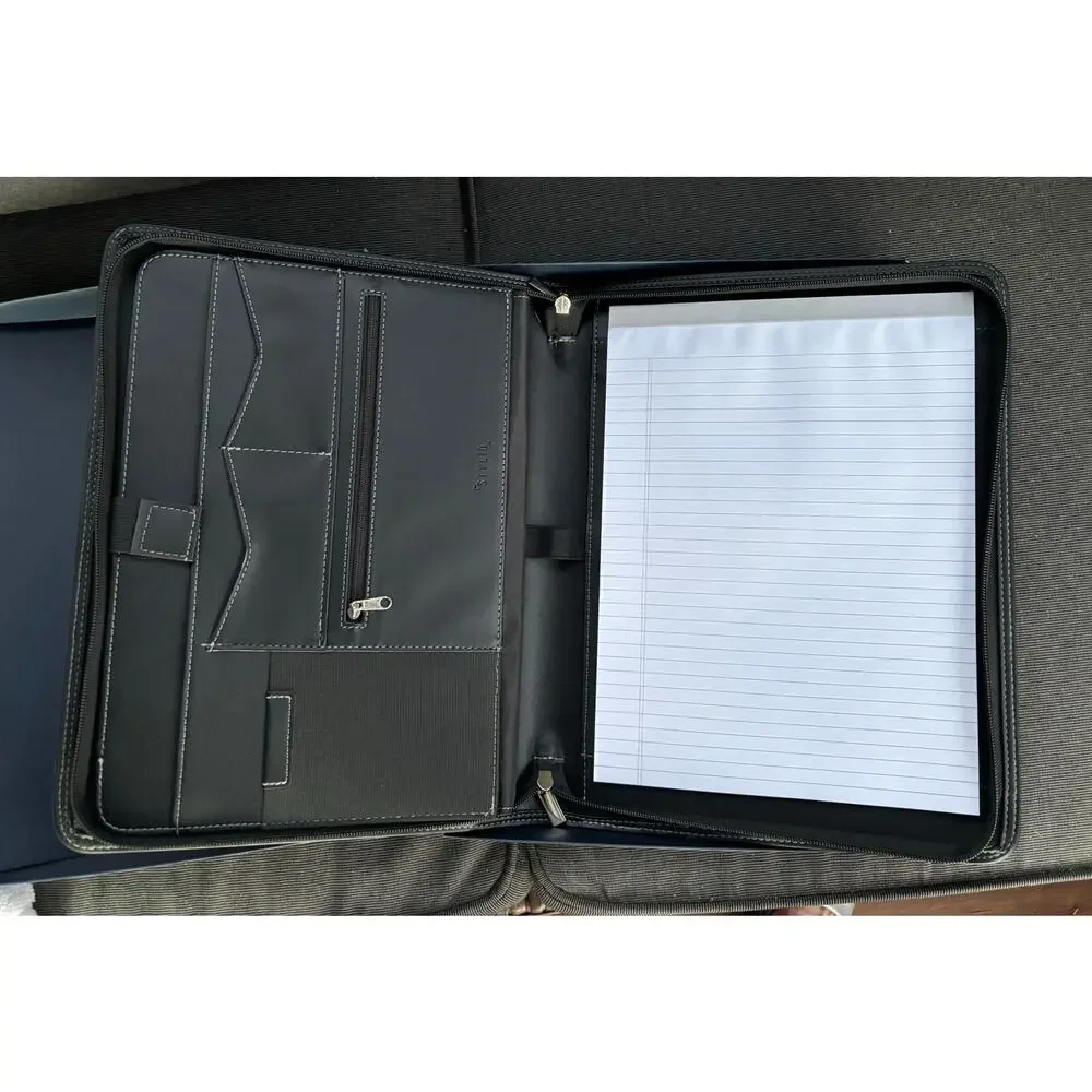 STYLIO Zipper Padfolio Portfolio Binder Organizer Faux Leather New NWT